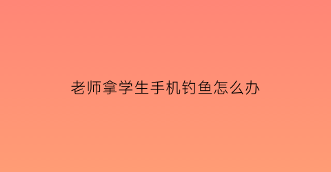 老师拿学生手机钓鱼怎么办(老师拿学生手机违法吗)