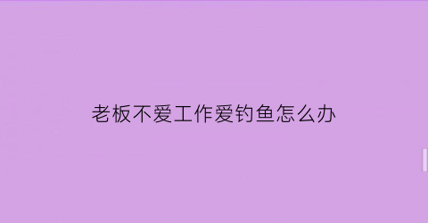 老板不爱工作爱钓鱼怎么办(老板为啥喜欢不干活的人)