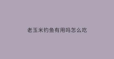 “老玉米钓鱼有用吗怎么吃(老玉米钓鱼饵料的制作方法经验)