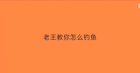 老王教你怎么钓鱼