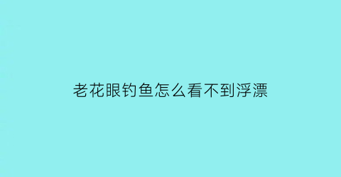 老花眼钓鱼怎么看不到浮漂