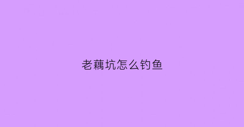 老藕坑怎么钓鱼(老藕坑怎么钓鱼视频)