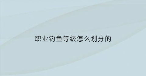 职业钓鱼等级怎么划分的(职业钓鱼选手排名)