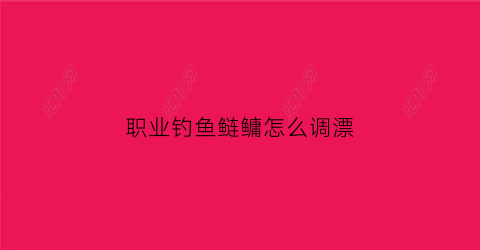 职业钓鱼鲢鳙怎么调漂(职业钓鱼怎么玩)