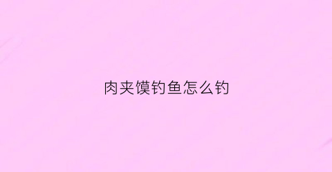 肉夹馍钓鱼怎么钓(肉夹馍钓鱼怎么钓的)