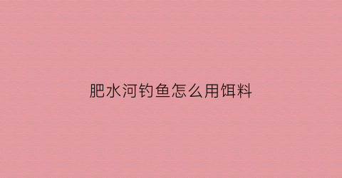 肥水河钓鱼怎么用饵料(肥水河钓鱼怎么用饵料最好)