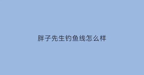 胖子先生钓鱼线怎么样