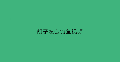 胡子怎么钓鱼视频