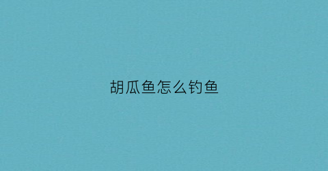 胡瓜鱼怎么钓鱼