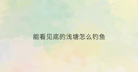能看见底的浅塘怎么钓鱼(浅塘如何钓鱼)