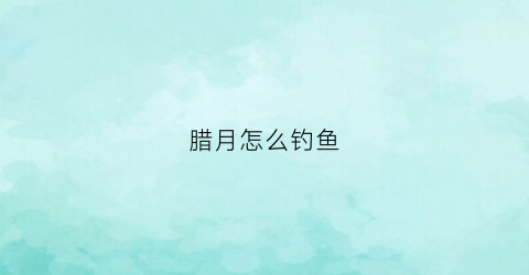 腊月怎么钓鱼(腊月怎么钓鱼最好)