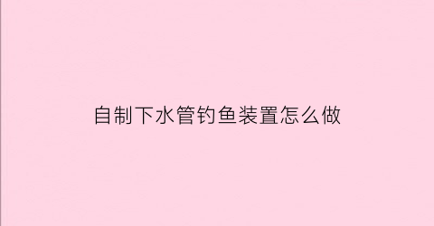 “自制下水管钓鱼装置怎么做(自制下水道神器)