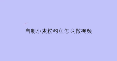 自制小麦粉钓鱼怎么做视频