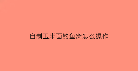 “自制玉米面钓鱼窝怎么操作(自制玉米面钓鱼窝怎么操作好)