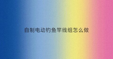 自制电动钓鱼竿线组怎么做(电动钓鱼竿制作过程)