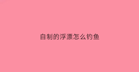自制的浮漂怎么钓鱼(自制的浮漂怎么钓鱼用)