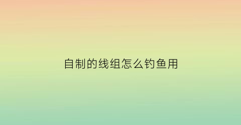 自制的线组怎么钓鱼用(自制的线组怎么钓鱼用的)
