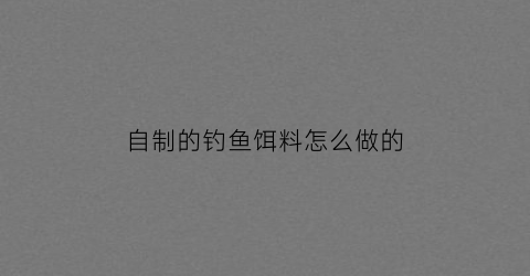 自制的钓鱼饵料怎么做的(自作钓鱼饵料)