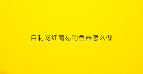 自制网红简易钓鱼器怎么做