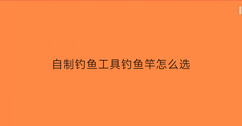 “自制钓鱼工具钓鱼竿怎么选(自制钓鱼工具钓鱼竿怎么选择)