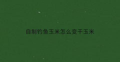 “自制钓鱼玉米怎么变干玉米(自做玉米钓鱼饵料)