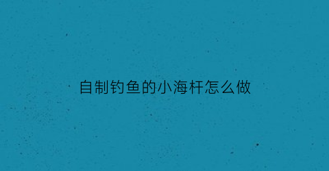 “自制钓鱼的小海杆怎么做(自己做海竿)