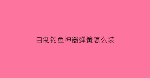 “自制钓鱼神器弹簧怎么装(自制钓鱼小弹簧视频)