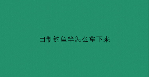 自制钓鱼竿怎么拿下来(钓鱼竿自己制作方法)