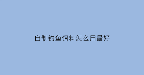 “自制钓鱼饵料怎么用最好(自制鱼饵野钓)