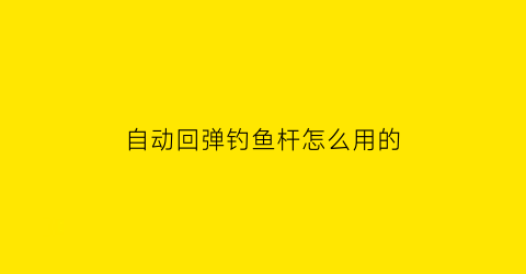 “自动回弹钓鱼杆怎么用的(自动弹簧竿钓法)