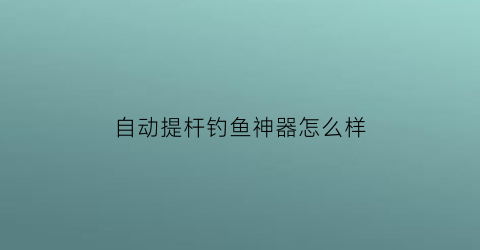 “自动提杆钓鱼神器怎么样(自动提竿器)