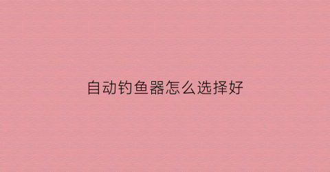 自动钓鱼器怎么选择好(自动钓鱼器真的好用吗)