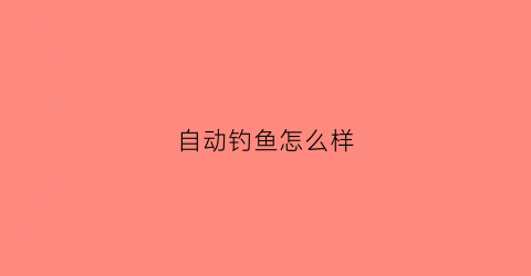 自动钓鱼怎么样(自动钓鱼装置图解)