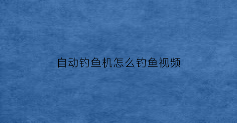 自动钓鱼机怎么钓鱼视频