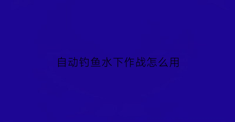 “自动钓鱼水下作战怎么用(请问自动钓钓鱼效果如何)