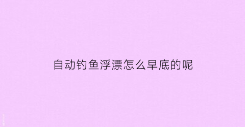 “自动钓鱼浮漂怎么早底的呢(自动浮漂的使用方法)