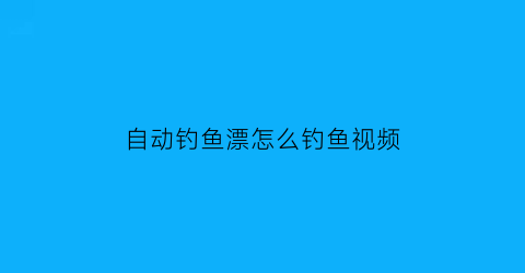 自动钓鱼漂怎么钓鱼视频