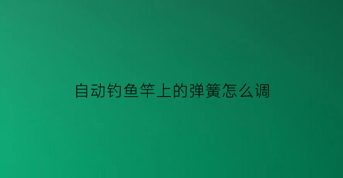 “自动钓鱼竿上的弹簧怎么调(自动弹簧竿钓法)