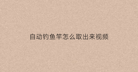 自动钓鱼竿怎么取出来视频(自动钓鱼竿安装视频)