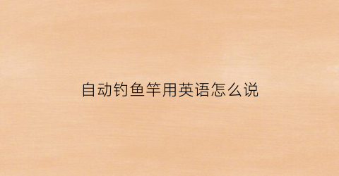 自动钓鱼竿用英语怎么说(自动钓鱼竿的价格是多少钱)