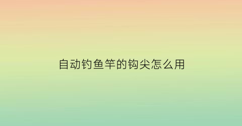 自动钓鱼竿的钩尖怎么用(自动钓鱼竿的钩尖怎么用的)