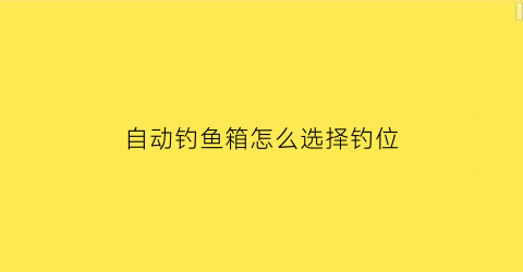自动钓鱼箱怎么选择钓位(自动钓鱼盒视频教程)