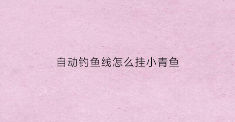 自动钓鱼线怎么挂小青鱼(自动钓鱼器怎么绑主线)