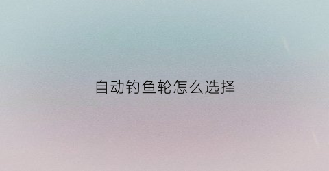 自动钓鱼轮怎么选择(自动钓鱼器真的好用吗)