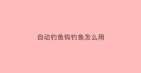 自动钓鱼钩钓鱼怎么用(自动钓鱼钩钓鱼怎么用视频教程)