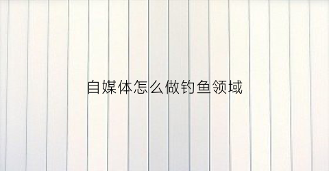 自媒体怎么做钓鱼领域(钓鱼自媒体怎么样)