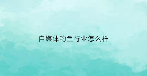 自媒体钓鱼行业怎么样(野钓自媒体)