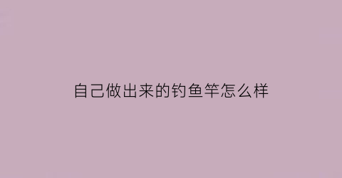 自己做出来的钓鱼竿怎么样(怎样自制钓鱼竿的视频教程)