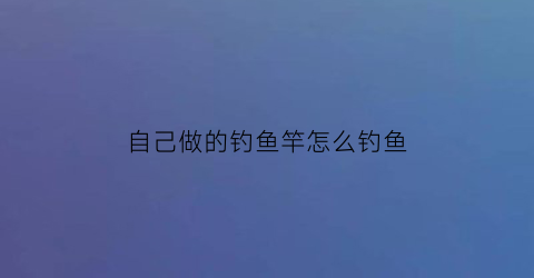 自己做的钓鱼竿怎么钓鱼(用自己做的鱼竿钓鱼)