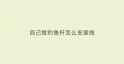 自己做钓鱼杆怎么安装线(钓鱼杆怎么安装视频教程)